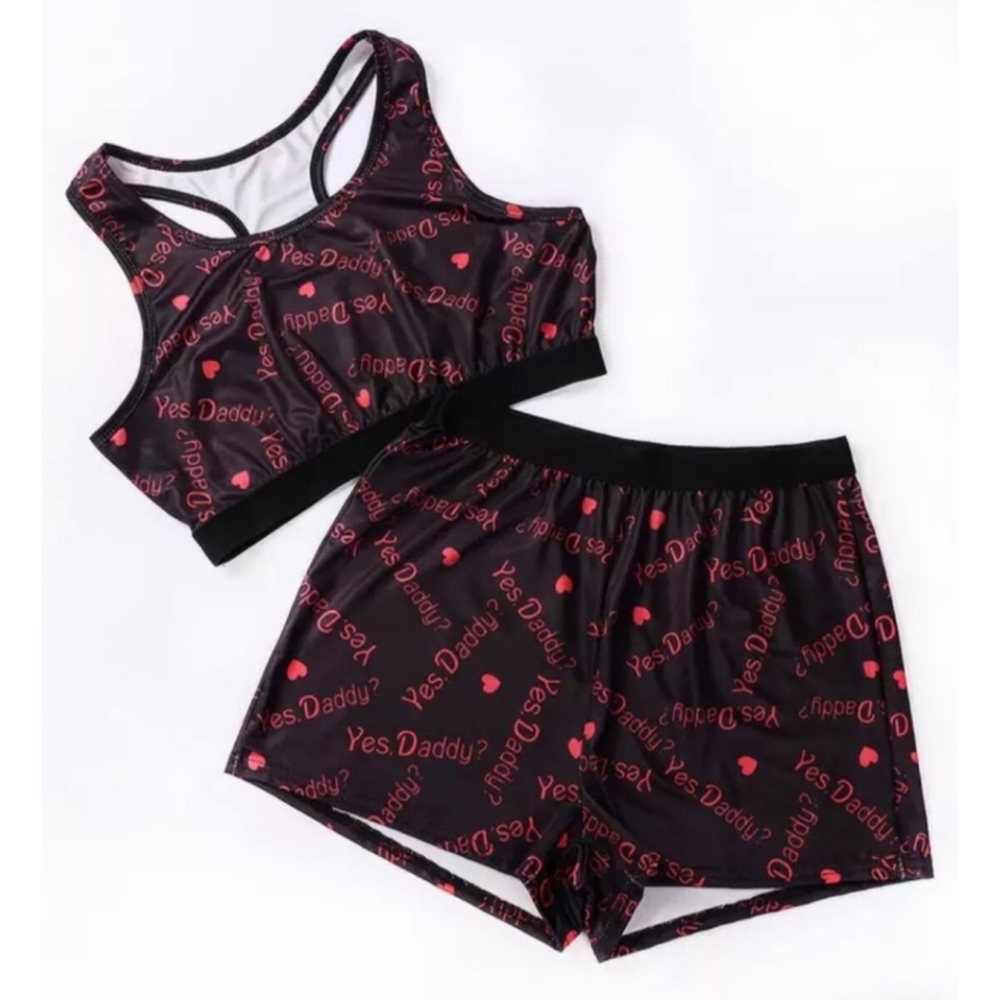 Black 2 Piece pj lounge set Yes Daddy